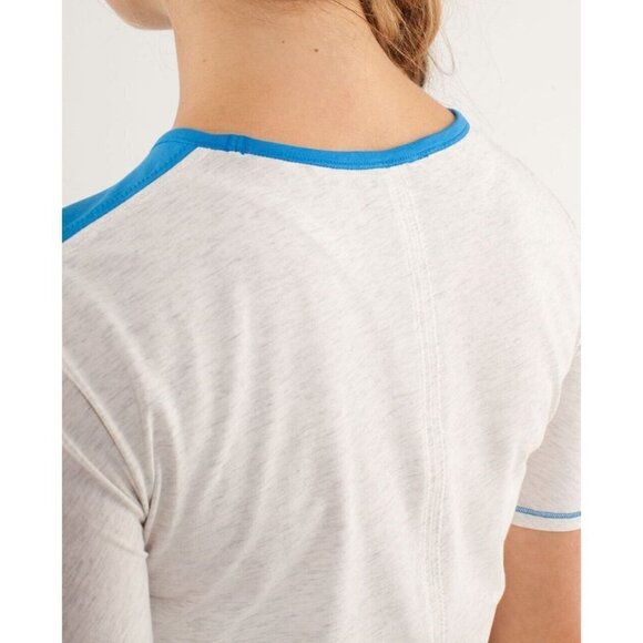 LULULEMON 4 New Devotion Short Sleeve Tee Beaming Blue Heathered Polar Cream NWT - Picture 6 of 15